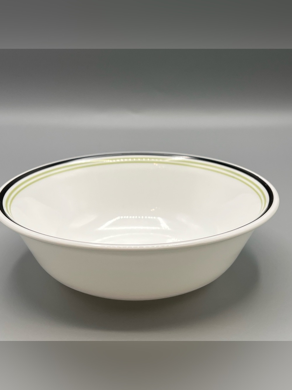 Corelle by Corning vintage BLACK ORCHID Cereal Bowl 6 in Black Green Bands new